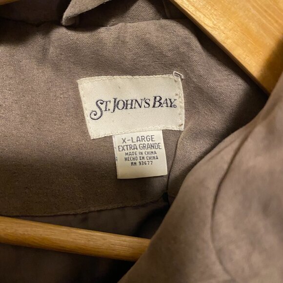 Womans St. John's Bay Winter Coat Size XL Hooded Grey Ultra Suede With Brass Zip - Picture 5 of 5